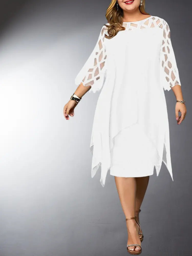 Elegantes Plus Size Spitzen Midi Kleid