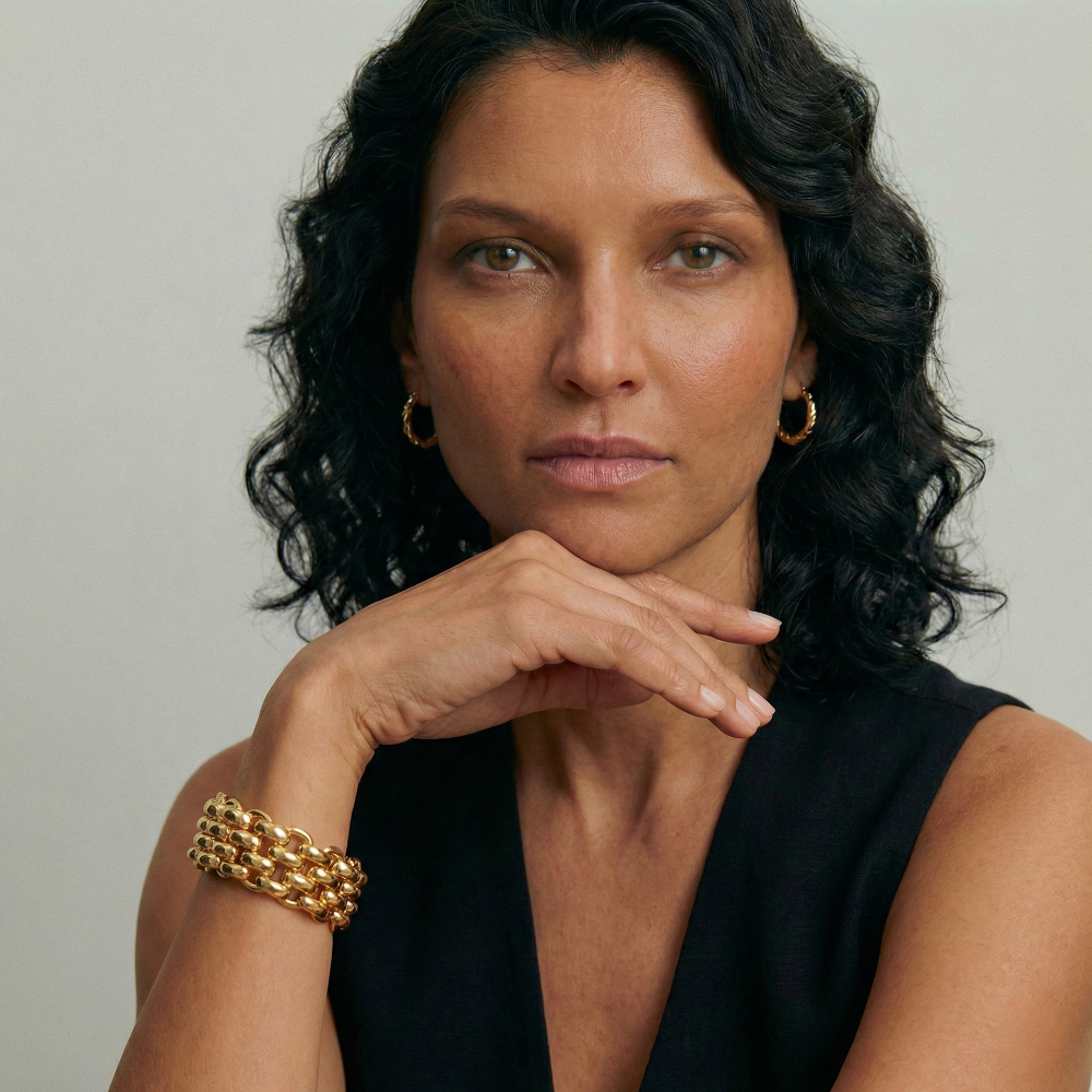 Mehrreihiges Gliederarmband in Goldoptik mit Verlängerungskette | Shop Nory