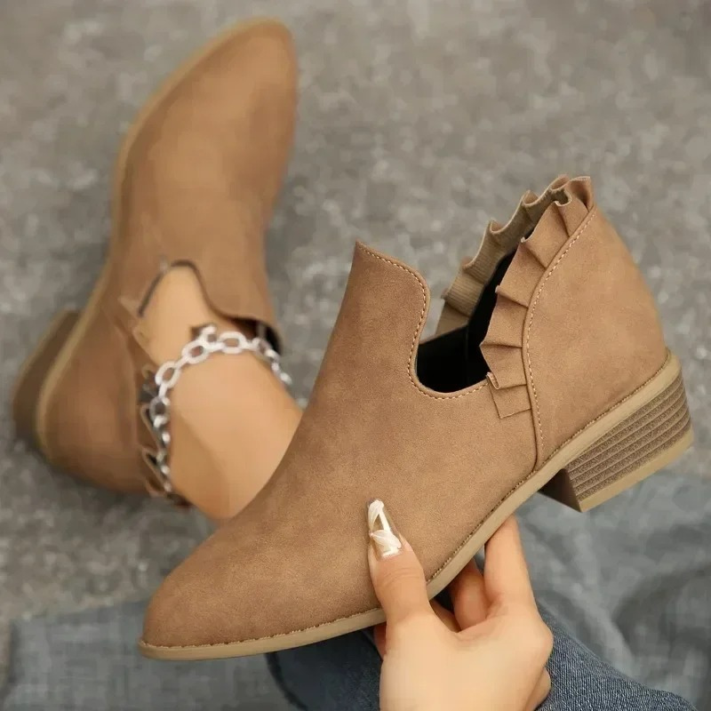 Elina Haltbare und Rutschfeste Stiefelette mit Rüschendetails Shopnory