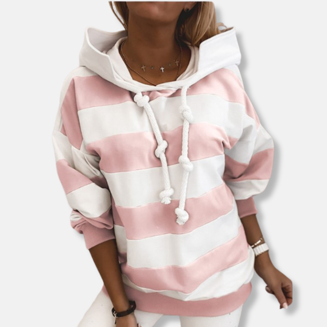 Lockere Passform Hoodie Gestreifter Lässiger Hoodie