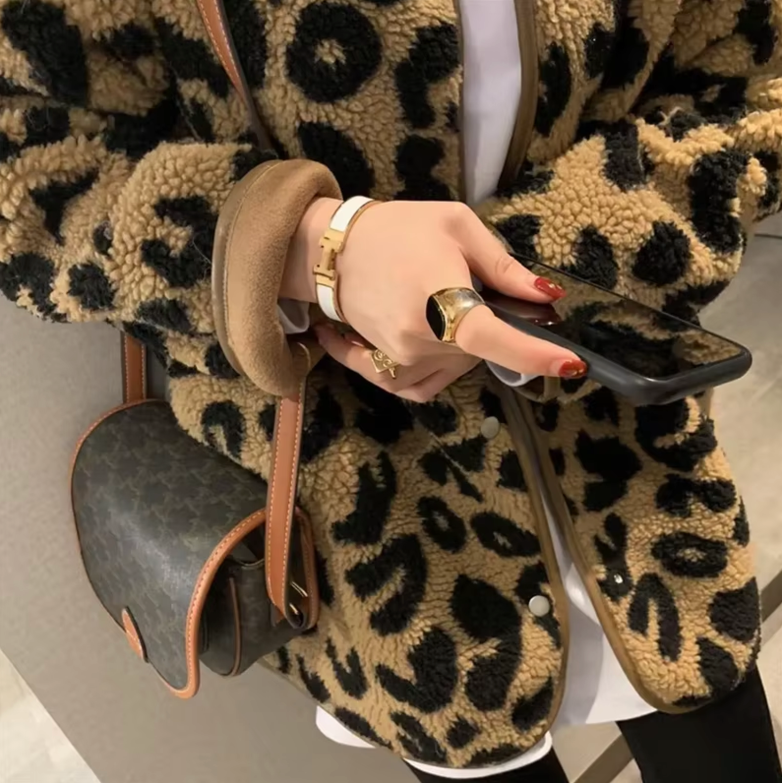 Stylische Leopardenmuster Fleecejacke