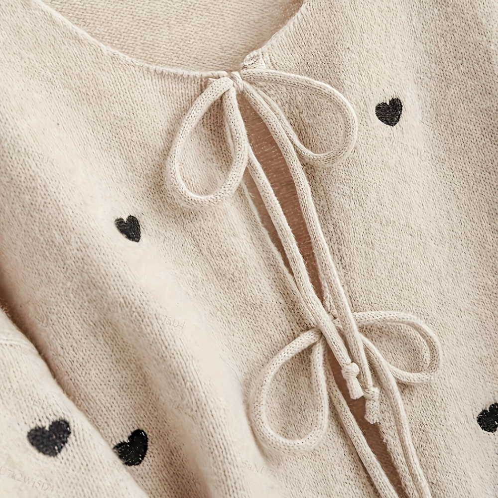 Herzdruck Baumwoll-Cardigan für Frauen