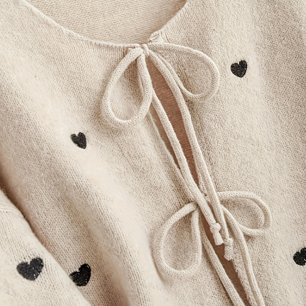 Herzdruck Baumwoll-Cardigan für Frauen