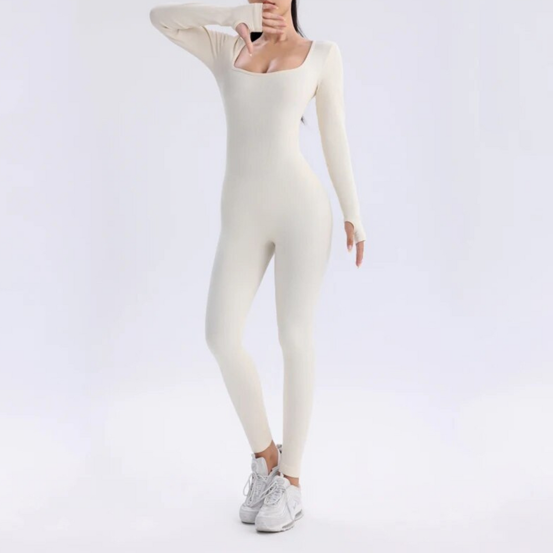 Einfarbiger Langarm-Sport-Overall