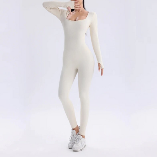 Einfarbiger Langarm-Sport-Overall
