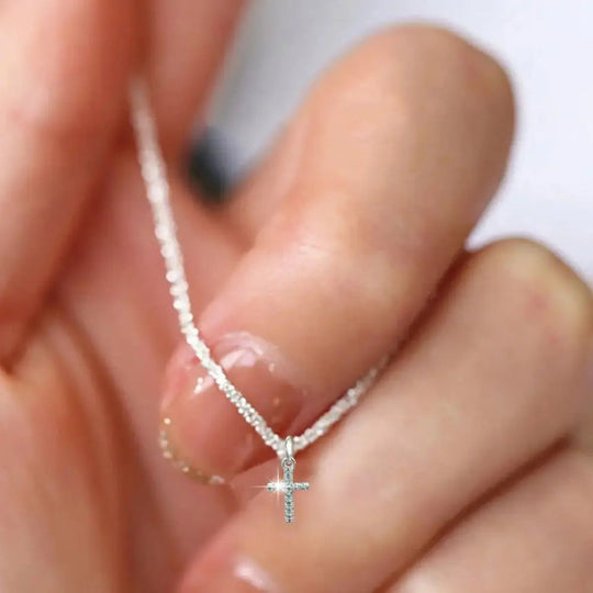 Sterling Silber Kreuz Zirkonia Halskette für Damen