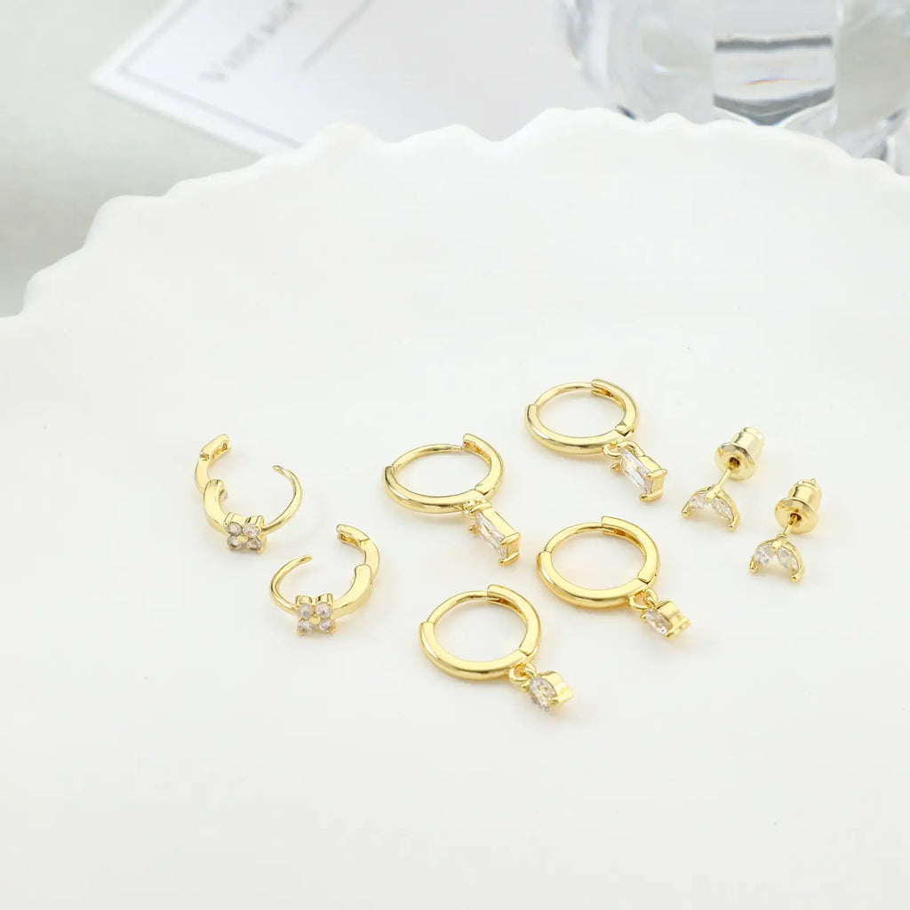 Blatt Diamant Huggie Ohrringe Set | Shop Nory