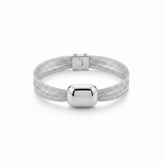 Damen Geflochtenes Armband mit Glattem Mittelteil in Silberoptik | Shop Nory