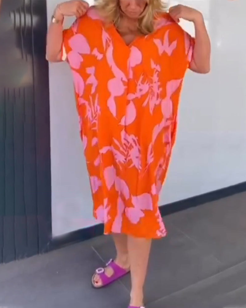 Shopnory | Lässiges, Lockeres Kleid mit Aufdruck