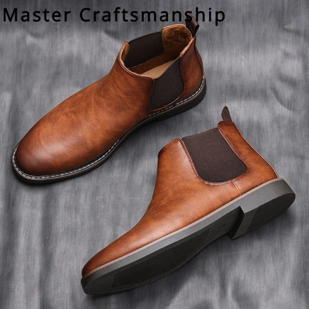 Klassische Herrenschuhe Stiefel Im Chelsea Stil Aus Leder