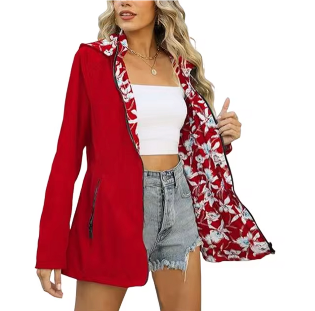 Wendbare Jacke mit Kapuze und Muster