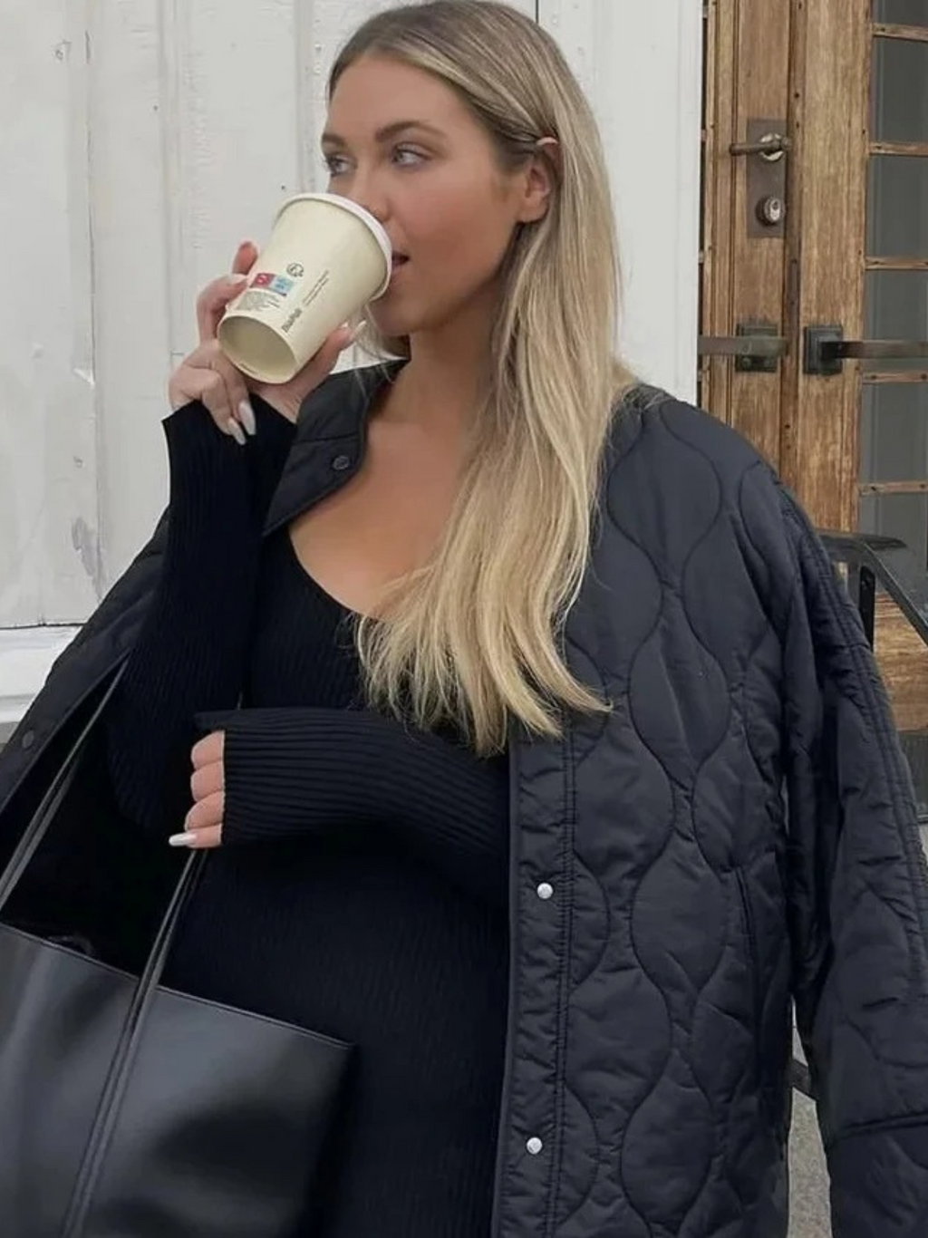 Gepolsterte Jacke Damen, Leichtes Übergröße Modell mit Taschen, Knopfverschluss