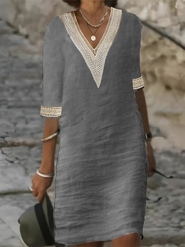 Chic Baumwoll-Leinen-Kleid für Frauen