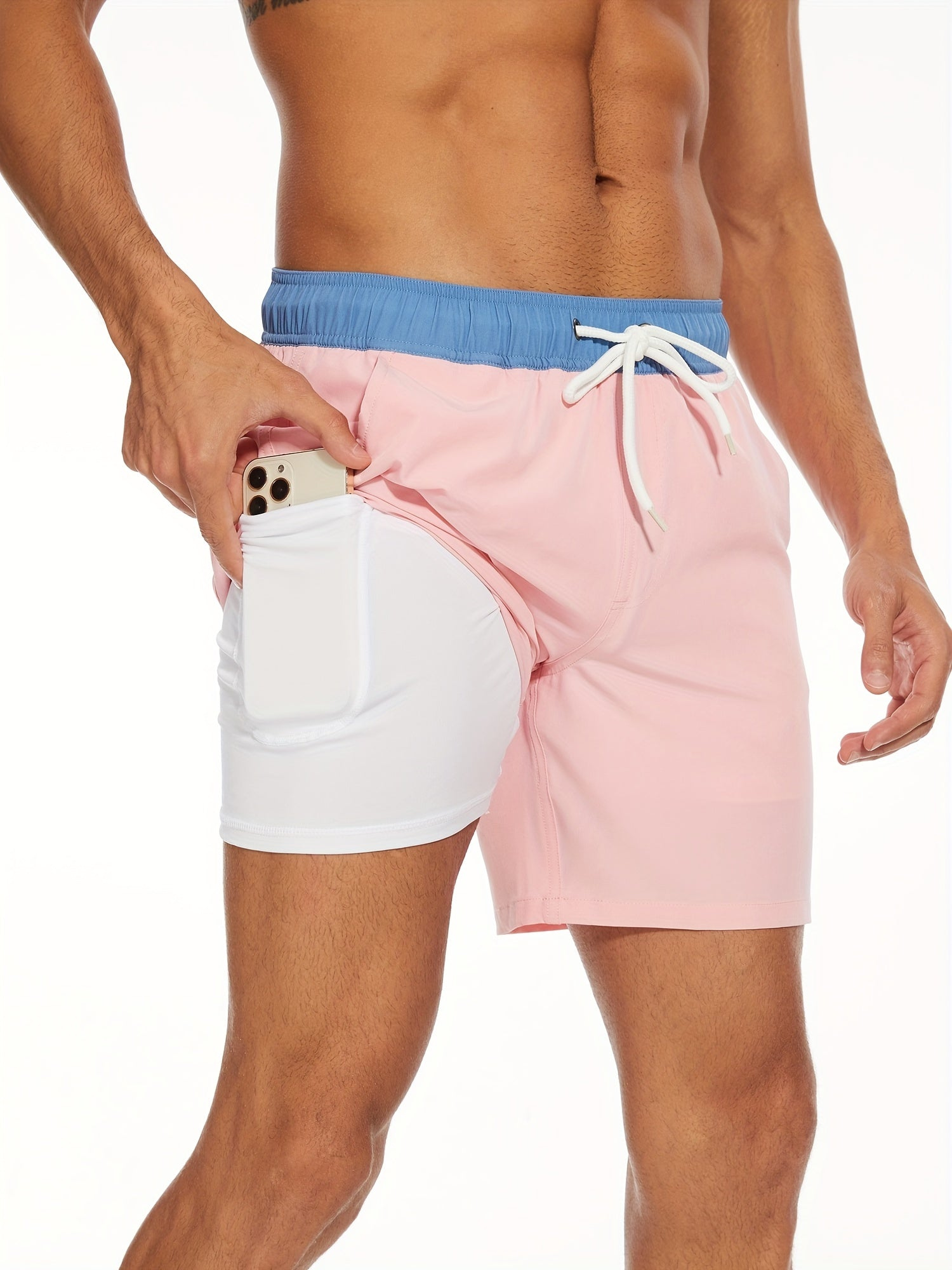 Schnell Trocknende Herren Badehose Doppelschicht Design