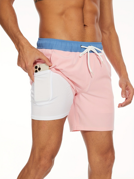 Schnell Trocknende Herren Badehose Doppelschicht Design