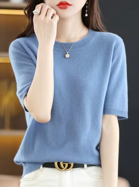 Kurzärmliger Wollpullover