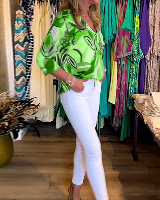 Bunte Langärmlige Bluse mit Print