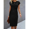 Damen Taillenakzent Stil Kleid Kurzärmlich