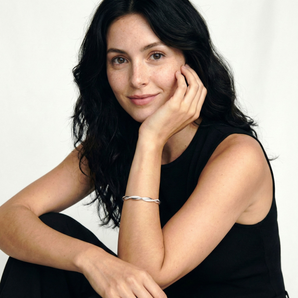 Damen Gedrehter Armreif in Offener Form Silberfarben | Shop Nory