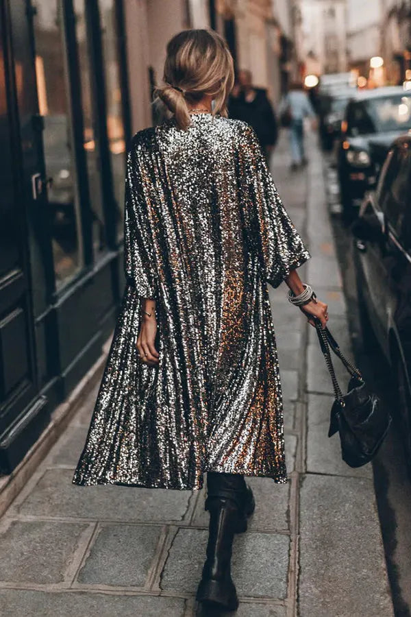 Glamour Kimono aus Pailletten mit Schlüsselloch
