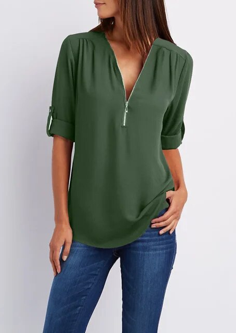Chiffonbluse mit Reißverschluss