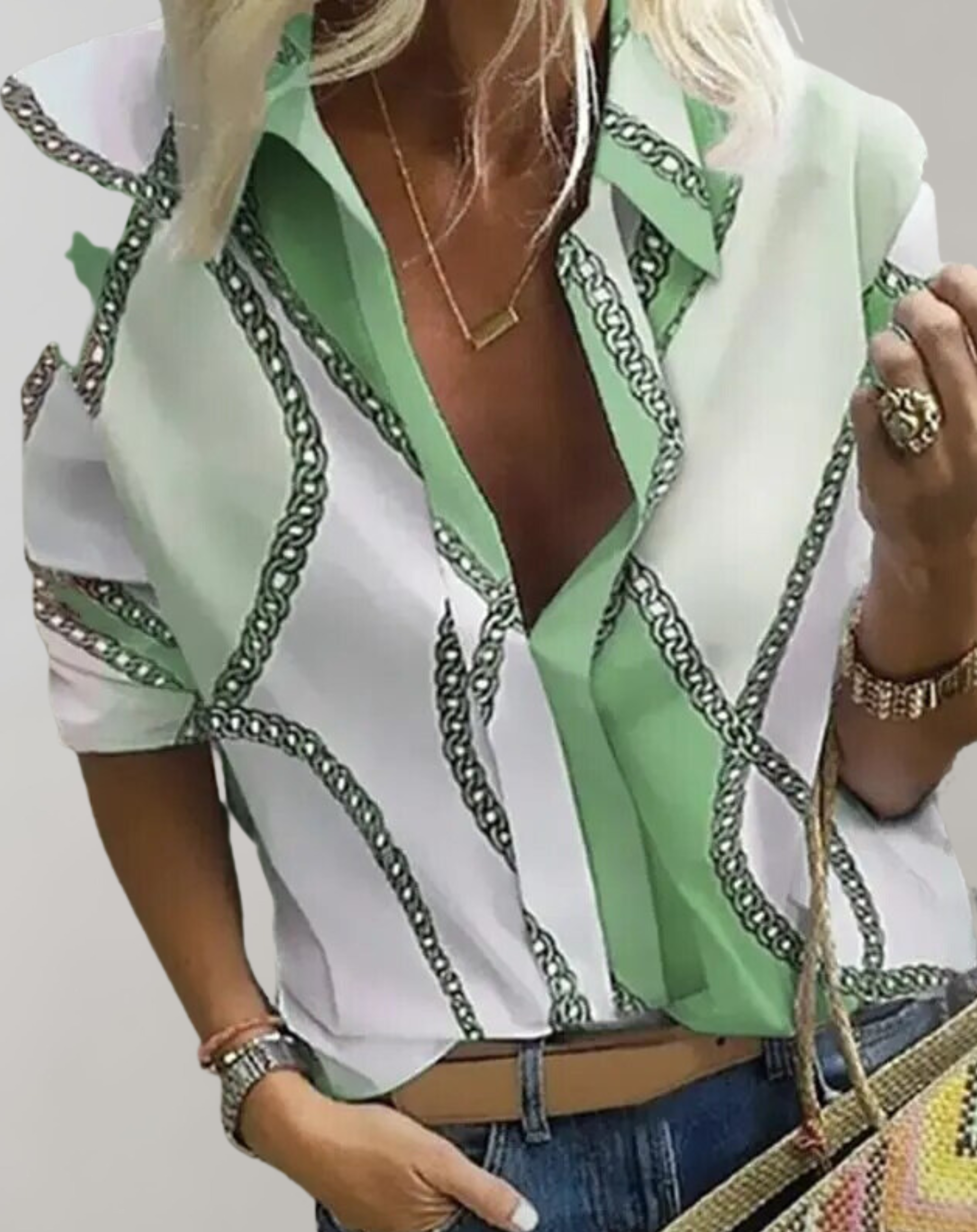 Seidenbluse mit Kettenmuster für Damen