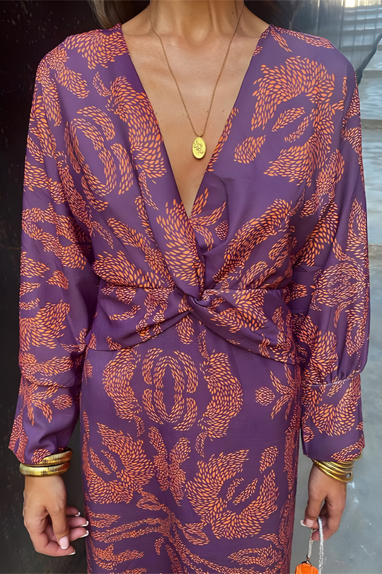 Knotendes V-Ausschnitt Maxikleid