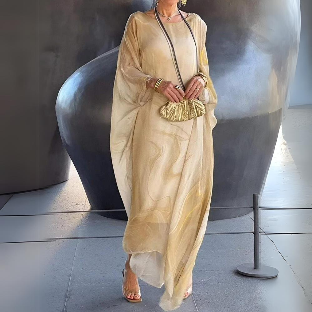 Bauchbedeckendes Seiden-Chiffon-Kleid