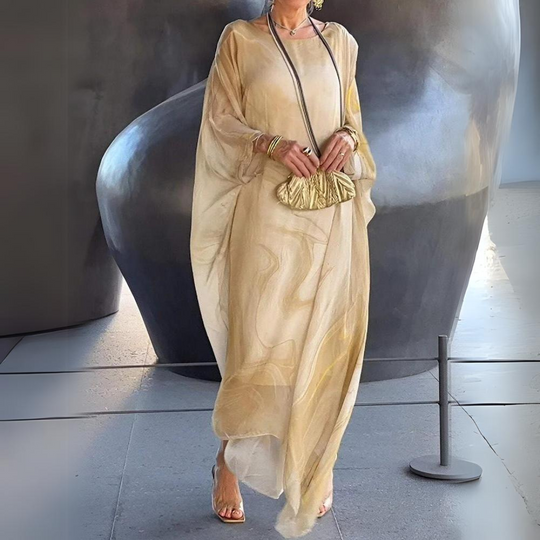 Bauchbedeckendes Seiden-Chiffon-Kleid