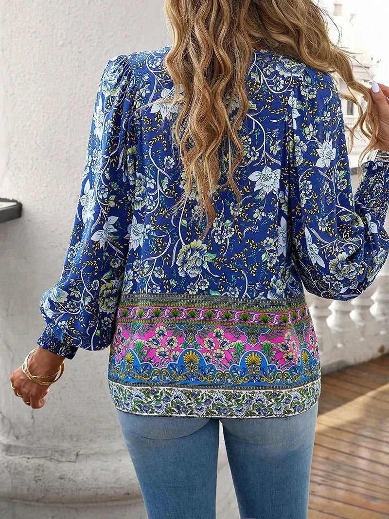 Blumenbluse Mit Langen Ärmeln Für Damen