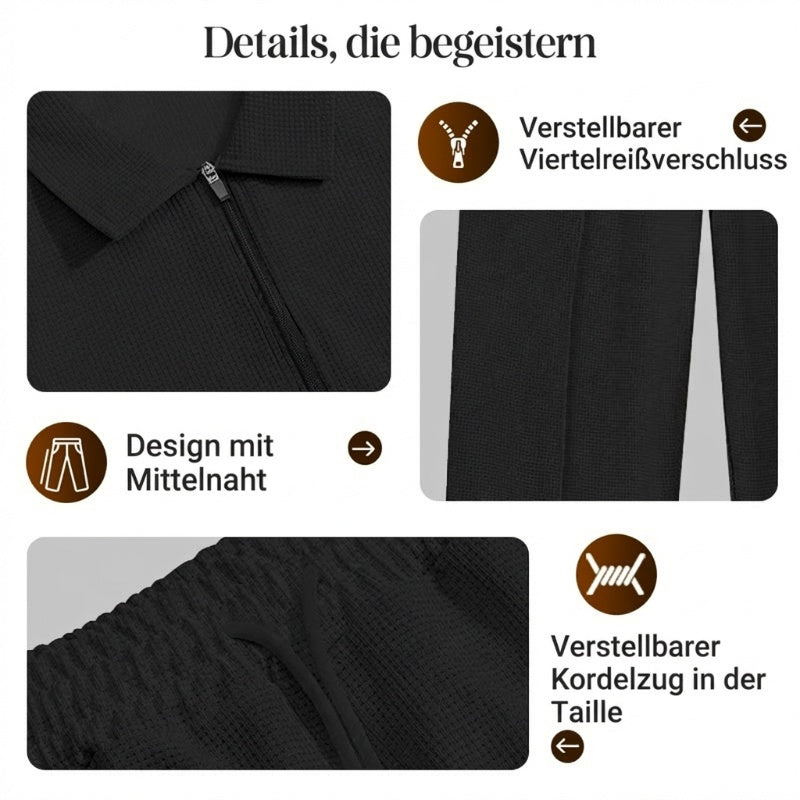 Herren Lockerer Waffelstrick-Zweiteiler