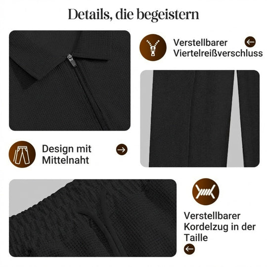 Herren Lockerer Waffelstrick-Zweiteiler