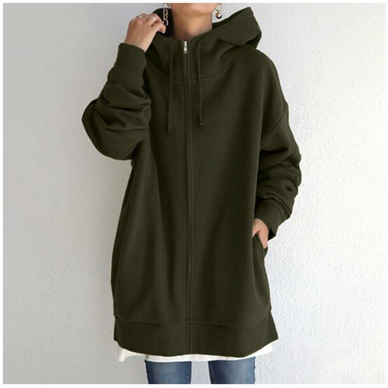 Fleece-Hoodie mit Reißverschluss