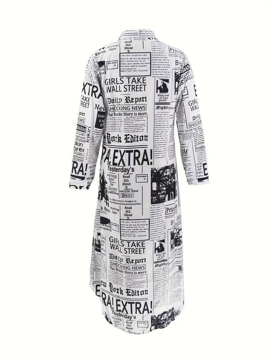 Hemdkleid mit Zeitungsdruck