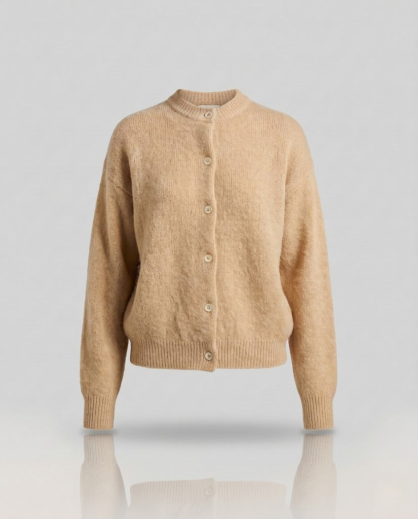 Damen Flauschiger Mohair‑Blend Kurzcardigan mit Oversize-Ärmeln und Knopfverschluss Shop Nory