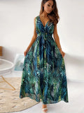Casual Boho Maxi-Kleid Mit Kordelzug