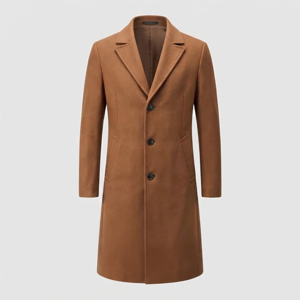 Herren Taillierter Wollmix‑Langmantel mit Boucléstruktur und Revers Shop Nory