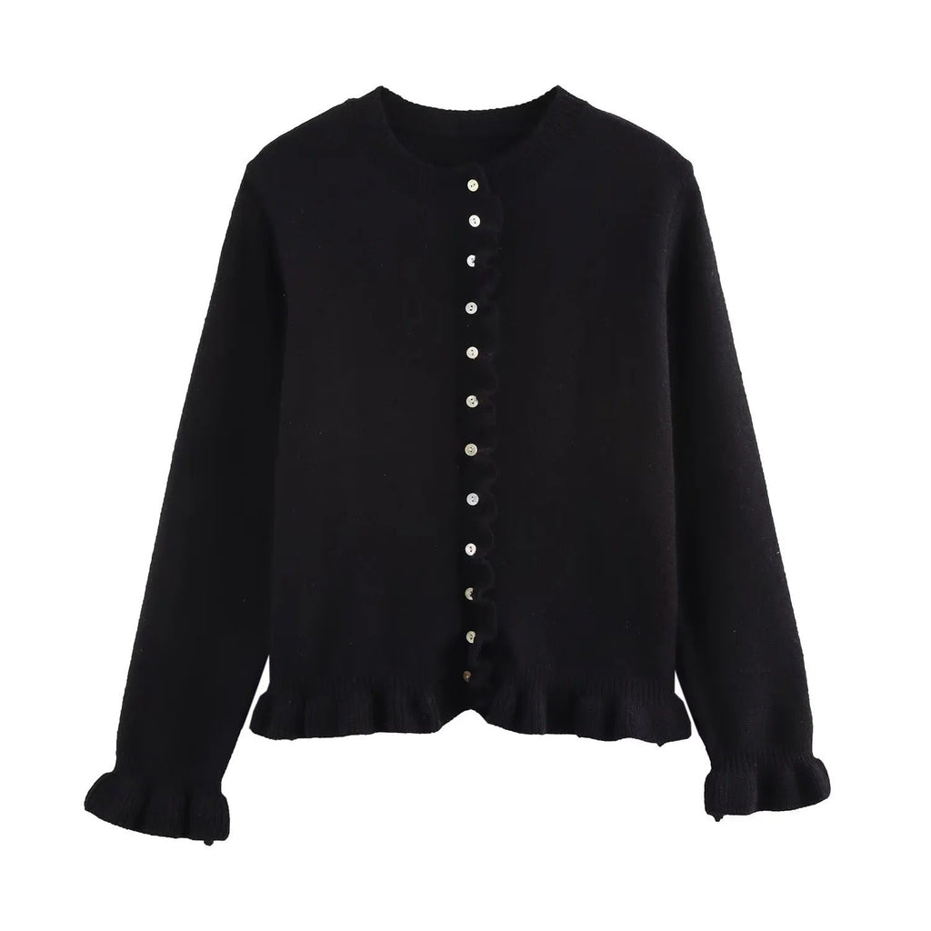 Damen-Cardigan mit Knöpfen, schickes Lagen-Oberteil