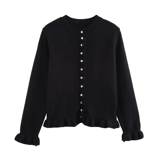 Damen-Cardigan mit Knöpfen, schickes Lagen-Oberteil