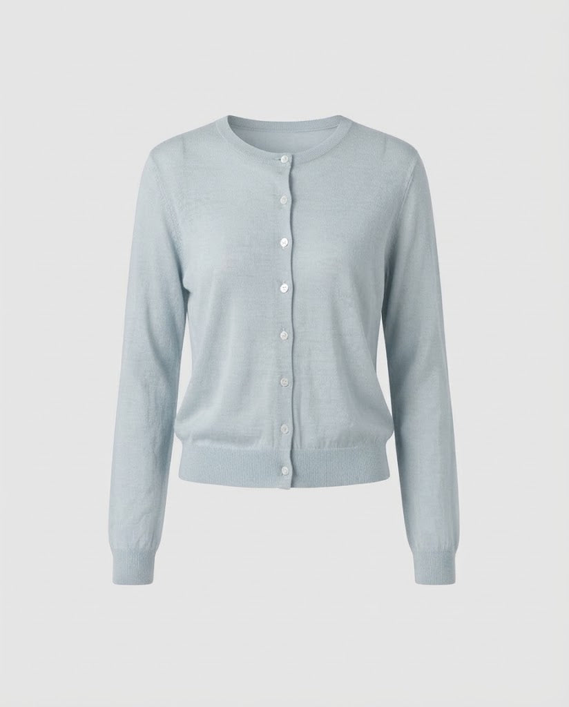 Damen Leichter Feinstrick-Cardigan mit feiner Knopfleiste und Rundhalsausschnitt Shop Nory