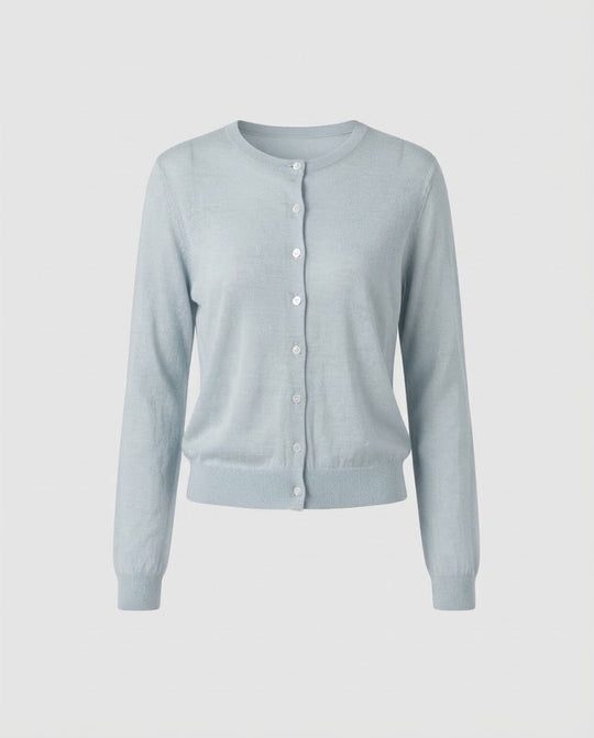 Damen Leichter Feinstrick-Cardigan mit feiner Knopfleiste und Rundhalsausschnitt Shop Nory