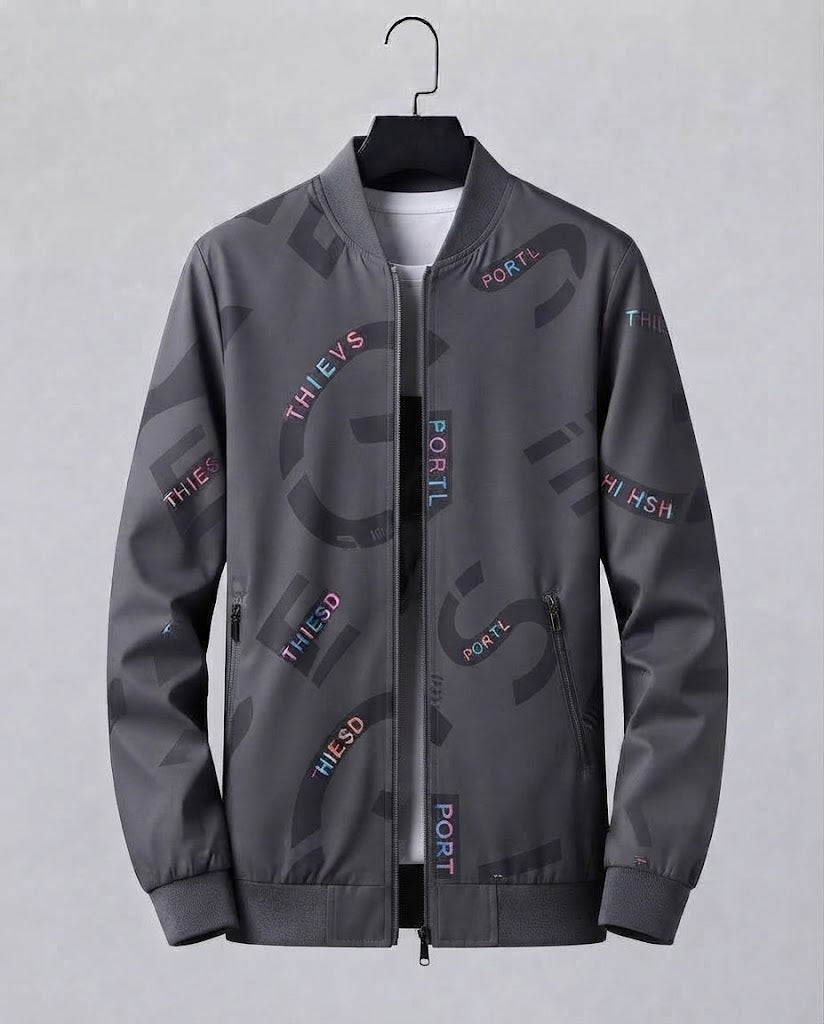 Herrenmode Bomberjacke mit bunten Schriftzügen Shop Nory