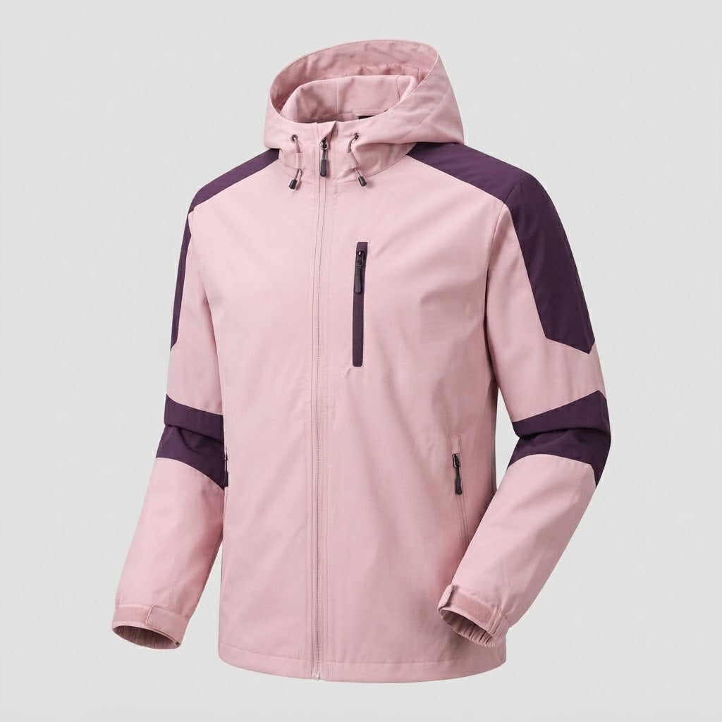 Leichte wasserabweisende Kapuzen-Softshelljacke für Herren mit Kontraststreifen und Brustreißverschluss Shop nory