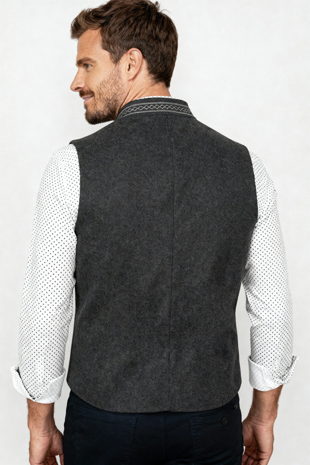 Elegante Herren Trachtenweste Grau Traditionell
