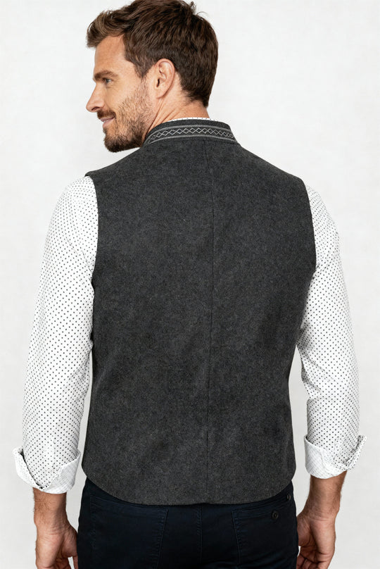 Elegante Herren Trachtenweste Grau Traditionell