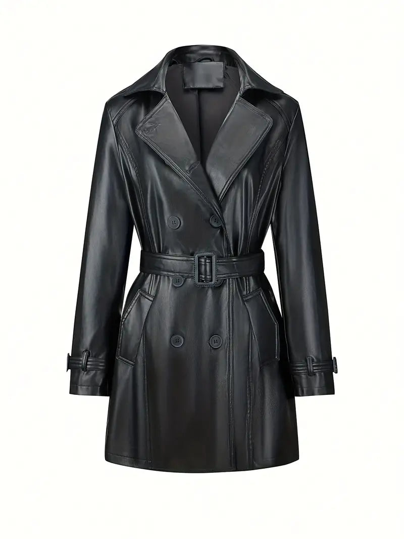 Shopnory | Trenchcoat - stilvolle lange schwarze Damenjacke