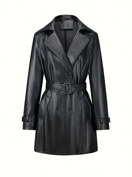 Shopnory | Trenchcoat - stilvolle lange schwarze Damenjacke