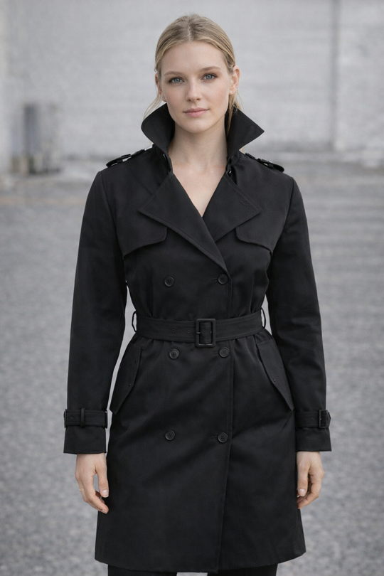 Trenchcoat mit Gürtel und Doppelknopf