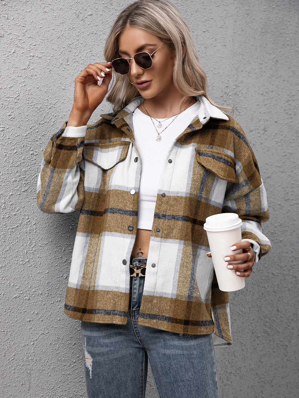 Shopnory | Karierter Langarmhemdjacke