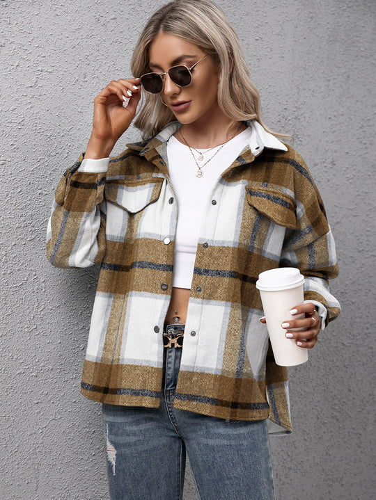 Shopnory | Karierter Langarmhemdjacke